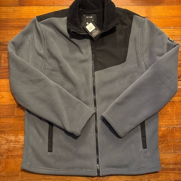 Men's Gray Fleece Jacket Hurley - Picture 1 of 2